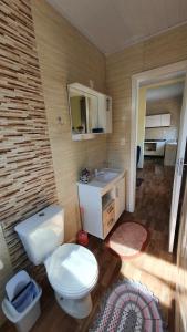 a bathroom with a toilet and a sink at Residencial Recanto Paraíso BC - Apartamento in Balneário Camboriú
