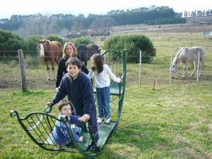 a group of children playing on a playground with horses at Complejo Don Bosco in Tandil