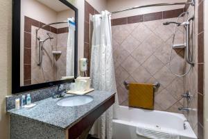 a bathroom with a sink and a shower at Comfort Inn Airport in Birmingham