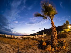 uma palmeira ao lado de uma cerca branca em Villa Sonia em Realmonte