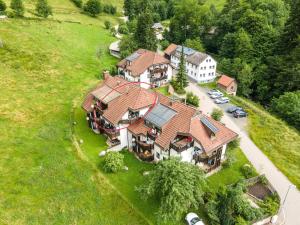 una vista aérea de una casa grande con patio en Winter-Nest en Todtnau