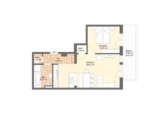 Plán poschodí v ubytovaní Moderne Wohnung im Botenwirt Top 6"Almhütte"