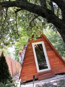 een klein huis met een raam in een boom bij VisitorsCenter Ivanovo in Ivanovo