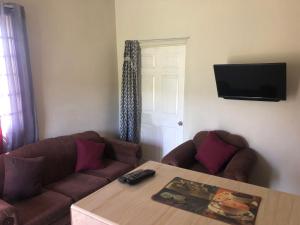 a living room with a couch and a table at ApartmentsWestvillage 2bedroom in Montego Bay