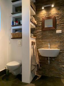 a bathroom with a sink and a toilet at Talin Raj in Arandjelovac