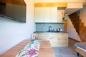 Kuchyňa alebo kuchynka v ubytovaní Aparthotel Pod Stokiem z sauną i jacuzzi - szczyrkapartamenty