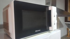 a microwave oven sitting on top of a counter at Apartamento Loft III Select Real Caldas de Reis in Caldas de Reis