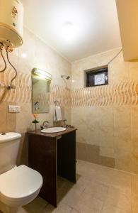 y baño con aseo y lavamanos. en Hotel Turkish Cottage, en Dharamshala