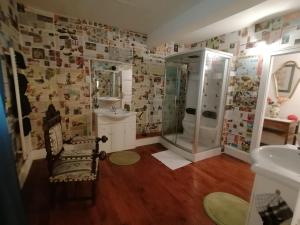 Bransat的住宿－chambres d hôtes Le labyrinthe du peintre，带淋浴和盥洗盆的浴室