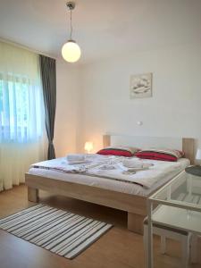 ein Schlafzimmer mit einem großen Bett in einem Zimmer in der Unterkunft Apartment Gabriela in Rakovica