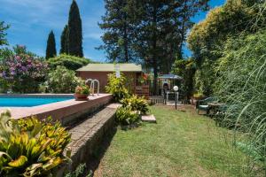 a backyard with a swimming pool and some plants at Appia Antica Cottage in Rome