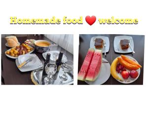 a collage of two pictures of food on a table at Guest House Baranin Pitomine in Žabljak