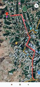 a map of a city with a red line at Guest house Nataly in Yeghegnadzor