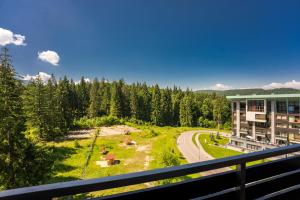 a view from a balcony of a building and a road at SILVER MOUNTAIN - ANA'S Apartments in Poiana Brasov