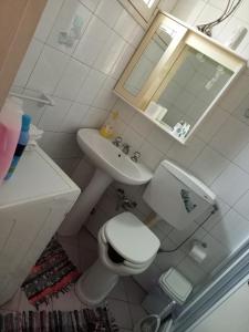 a small bathroom with a toilet and a sink at Dependance Sabrina in Città Giardino