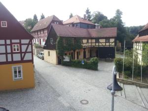 an overhead view of a building with a street at Gesundheitshaus Hohnstein in Hohnstein