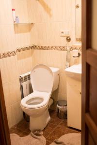 łazienka z toaletą i umywalką w obiekcie Agroturystyka Szalejów 117 w mieście Szalejów Górny