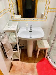 a bathroom with a sink and a mirror at CÓMODO APARTAMENTO RURAL in Torrelaguna