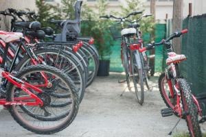 un grupo de bicicletas estacionadas una al lado de la otra en Il Cigno, en Valeggio sul Mincio