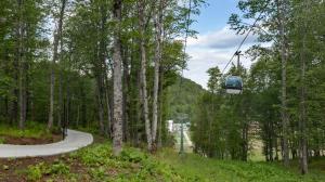 a gondola ride through the trees on a road at Crystal Hotel & SPA in Bakuriani