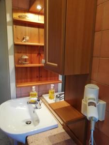 a bathroom with a sink and a soap dispenser at Alloggio Agrituristico Ronchi Di Fornalis in Cividale del Friuli