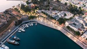 an aerial view of a bridge over a body of water at Old Town Comfort by Irini in Kos Town