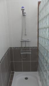 a bathroom with a shower with a toilet in it at Casa De Los Sueños in Zurgena