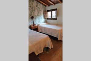 1 Schlafzimmer mit 2 Betten und einem Fenster in der Unterkunft Casa Ferreira, Senda del Oso in Oviedo