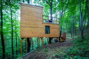 ein Baumhaus mitten im Wald in der Unterkunft Treehouse Zlatá Koruna in Zlatá Koruna