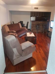 a living room with a couch and a table at Bujic Apartment in Petrovac na Moru
