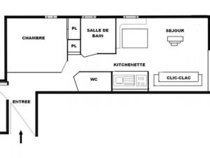Planlösningen för Appartement Hauteluce, 2 pièces, 6 personnes - FR-1-293-6
