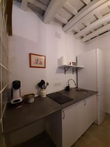 ベヘール・デ・ラ・フロンテーラにあるLa Casita de Bellidoのキッチン(カウンタートップ、冷蔵庫付)