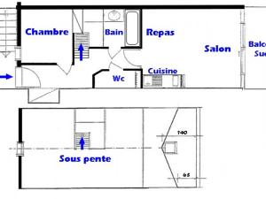 Appartement Les Saisies, 2 pièces, 6 personnes - FR-1-293-215の見取り図または間取り図