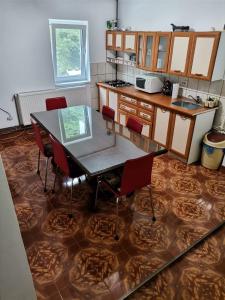 スラニク・モルドバにあるApartament Nemiraのキッチン(テーブル、椅子付)