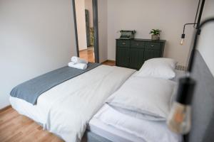Posteľ alebo postele v izbe v ubytovaní Apartamenty Centrum Biskupiec