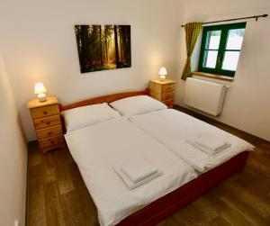Postel nebo postele na pokoji v ubytování Chata Rozhlas