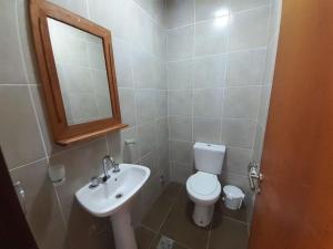 a bathroom with a toilet and a sink and a mirror at CATA 1. SAN JOSE ENTRE RIOS in San José