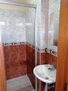 a bathroom with a sink and a shower at HOTEL TAYRONA IMPERIAL in Bucaramanga