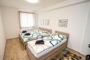 Postel nebo postele na pokoji v ubytování Blue apartment Klínovec