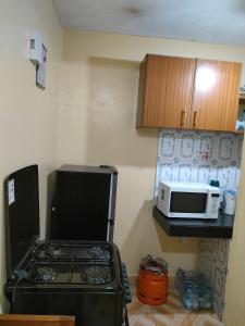 een keuken met een fornuis en een magnetron bij Alken Homes - One Bedroom, Naivasha in Naivasha