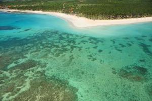 una vista aérea de la playa y del océano en Flat no Carneiros Beach Resort, en Tamandaré