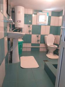 a bathroom with a sink and a toilet at Casa Denisa in Sulina