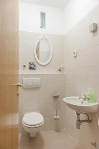 y baño con aseo, lavabo y espejo. en Apartment Marija, en Zadar