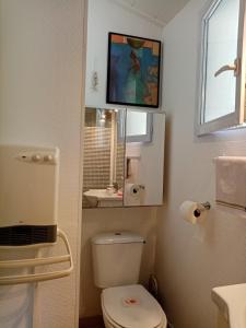 a small bathroom with a toilet and a sink at La girolle in Hourtin