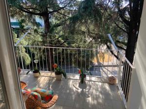 a view of a balcony with chairs and plants at Apartment Bono Poreč in Poreč