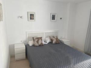 sypialnia z łóżkiem i dwiema poduszkami w obiekcie CASA BURRIANA w mieście Nerja +10 zdjęć