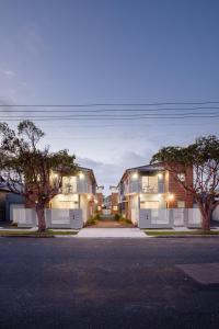 a row of houses on a street at night at Hamilton on Everton in Newcastle