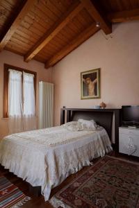 a bedroom with a large bed and a television at Casa Polè in Bagnolo San Vito