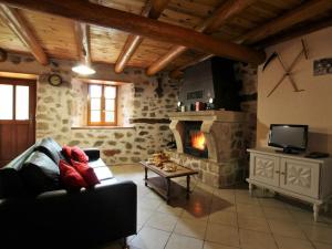 a living room with a couch and a fireplace at Gîte Allègre, 4 pièces, 6 personnes - FR-1-582-151 in Allègre