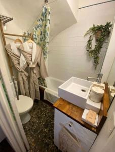 a bathroom with a sink and a toilet at Studio au cœur du Vieil Antibes in Antibes